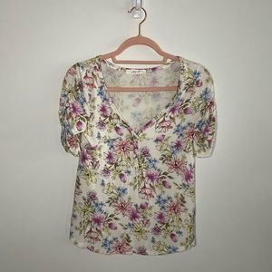 Modcloth White Floral Shirt